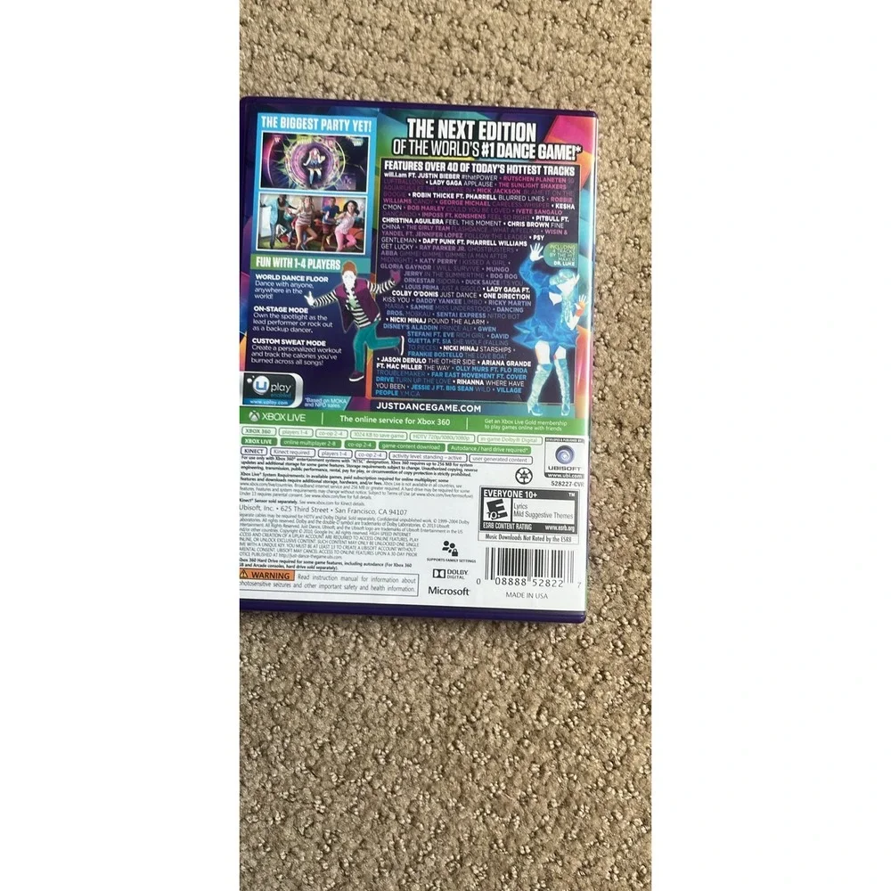 Just Dance 2014 Xbox 360 Kinect Ubisoft Music Rhythm Dance Game Case Manual